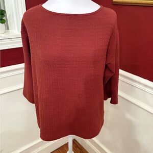Bobeau Brick Red Textured Top